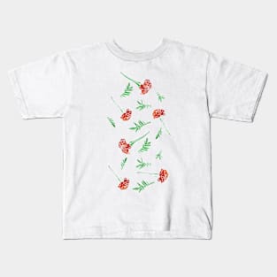 Marigold Floral Pattern with Leaves and Flowers (on white) Kids T-Shirt